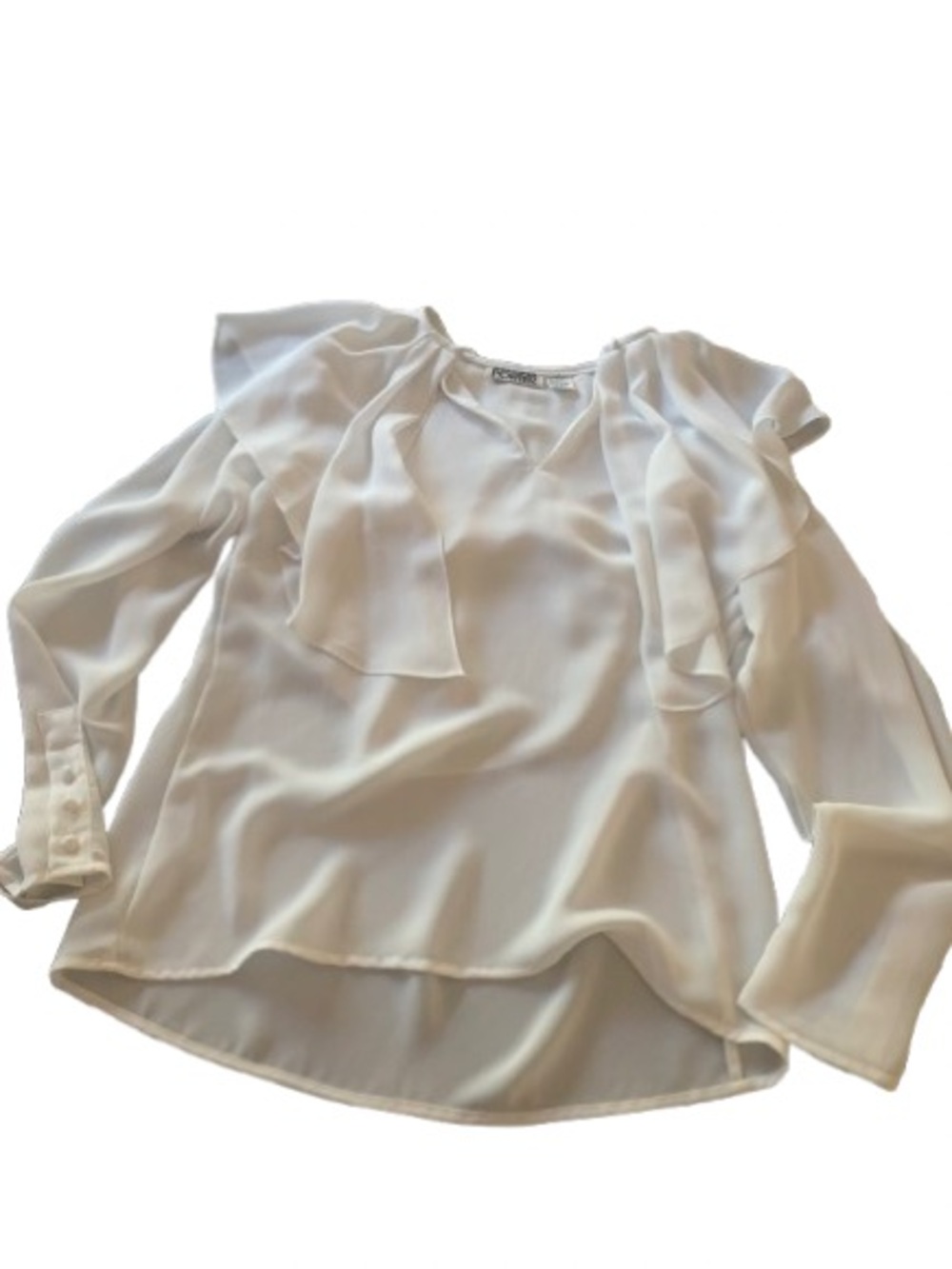 Vintage Regina Porter Ivory Ruffle Blouse Size 6 Romantic Career Core